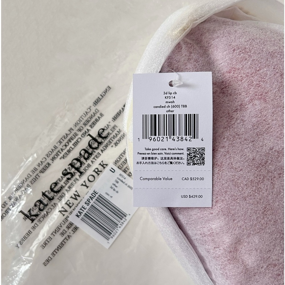 ♠️Kate Spade 3D Lip 💋 Mwah Valentine Chain Crossbody Bag, Canided Cherry Red - Picture 7 of 9